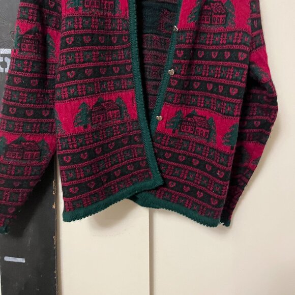 Eagles Eye 80s vintage wool sweater green and red size L but is modern S - Picture 4 of 10